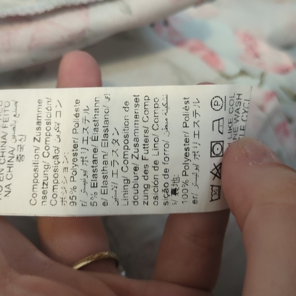 Shein MOD light blue pink ditsy floral lace up strapless mini dress - Picture 7 of 12